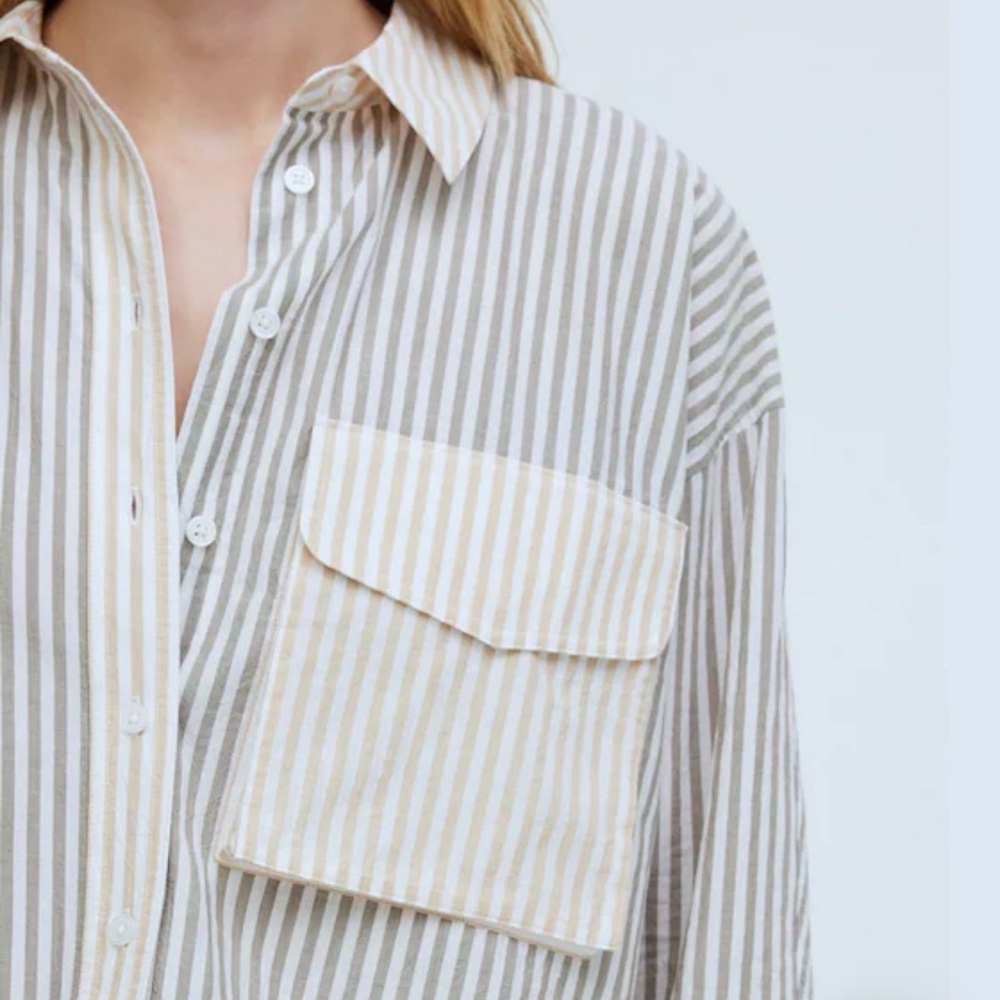 Madewell flap pocket crop button up
